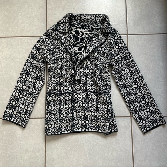 Antropologie ETT TWA Women's Jacket Black/White Floral - Picture 7 of 9